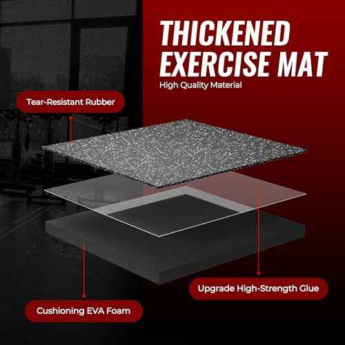 SUPERJARE 0.56'' Thick 12 Pcs 48 Sq Ft Rubber Top Exercise Equipment Mats, High Density EVA Foam Mats with Rubber Top, Interlocking Gym Flooring for Home Gym, Protective Workout Mat, Black/Grey