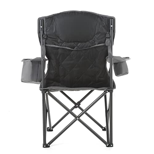 ARROWHEAD OUTDOOR Portable Deluxe Folding Camp Quad Chair w/Headrest, Glass & Cup Holders, Armest 6-can Cooler, Heavy Duty Carry Bag, 550 lbs Weight Capacity