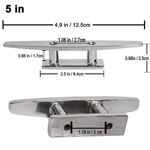 5 Inch Boat Cleat - 2 Pack Stainless Steel Docking Mooring Hardware