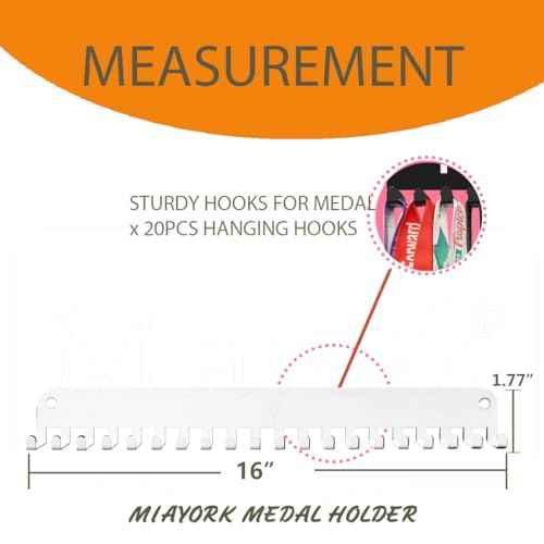 Medal Holder Display Hanger Trophy Shelf - Sturdy Wall Mount Medals Trophys Easy to Install-Race Sports Medal Holder Display Hanger for Gymnastic,Soccer,Runner,Wrest,Football,Basketball