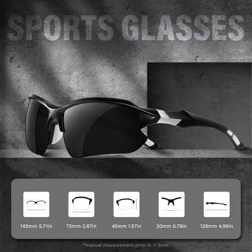 Sports Polarized Sunglasses for Men Cycling Running UV Protection Sun Glasses Lightweight Half Frame Goggles