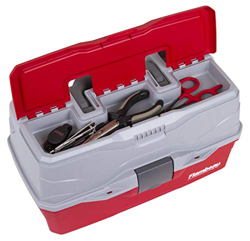 3-Tray Tackle Box with 32 Compartments - Red & Gray, Solid Variation