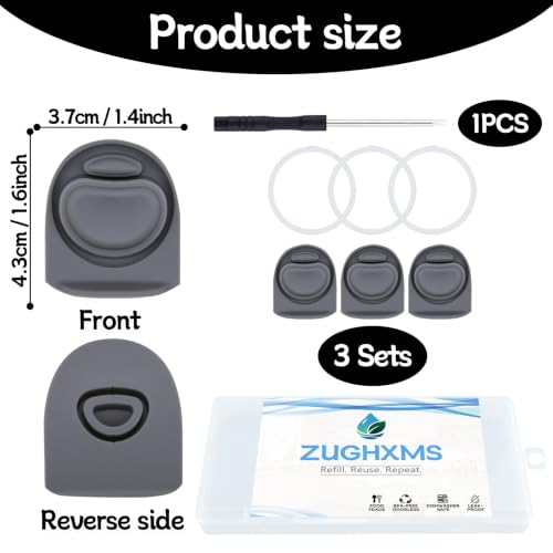3 Grey Replacement Stopper and O Ring Set for Owala Water Bottles - Compatible with 16/19/24/32/40oz