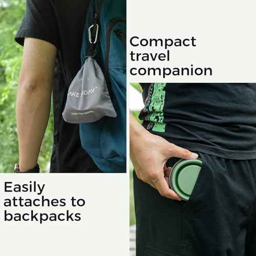 TakeToday Collapsible Travel Cup - Silicone Foldable Water Cup, BPA-Free with Lid & Waterproof Bag - Drinking Cup Set for Camping, Outdoors & International Travel£¨8 Oz, Navy£©