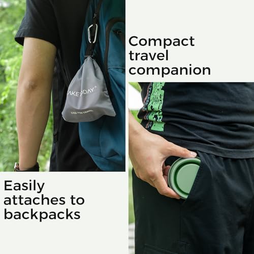 TakeToday 2PCS Collapsible Travel Cup - Silicone Foldable Water Cup, BPA-Free with Lid & Waterproof Bag - Drinking Cup Set for Camping, Outdoors & International Travel£¨8 Oz, Navy & Lowcountry Peach£©