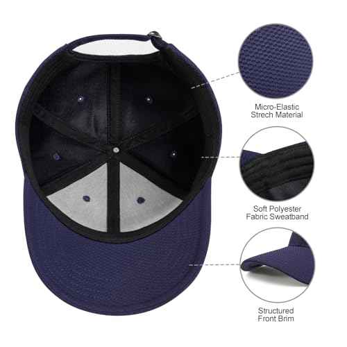 FEICUI Adjustable Mesh Back Baseball Cap for Men Structured Plain Design 6 Panel Sports Sun Hat