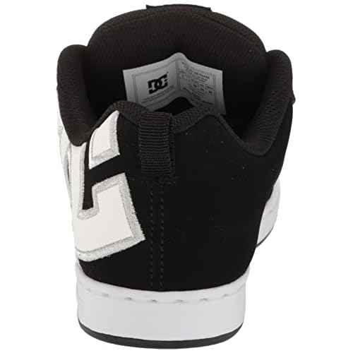 DC Women's Court Graffik Casual Low Top Skate Shoe, Black/White Stencil, 9.5