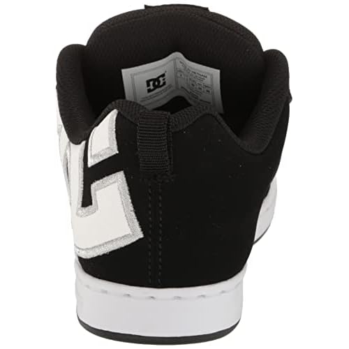 DC Women's Court Graffik Casual Low Top Skate Shoe, Black/White Stencil, 6