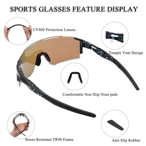 Sunglasses Cycling Glasses TR90 Frame for Men Women, Running Cycling outdoor Sports.