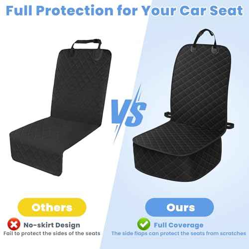 Dog Car Seat Covers, Waterproof Front Seat Cover for Dogs, Scratch-Proof, Nonslip Pet Passenger Seat Cover Protector, Universal Fit for Cars Trucks SUVs, Standard Size, Black