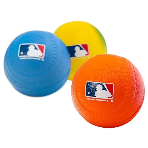 Foam Baseballs for Kids - Bright Neon Practice Balls, 3 Pack, Orange/Yellow/Blue