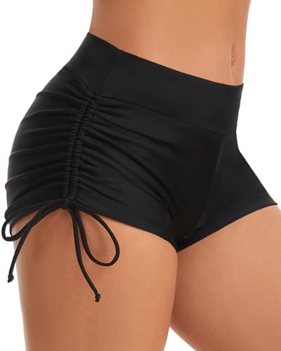 Women’s Black Medium Swim Shorts for Women Boy Shorts Swimsuit Bottoms