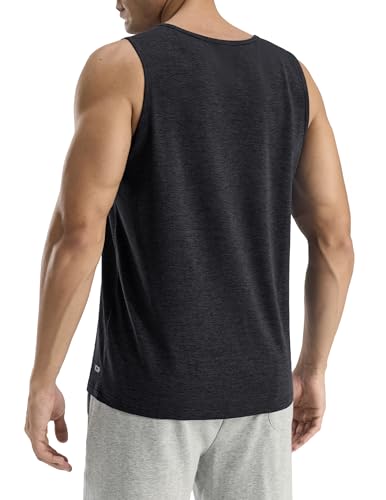 Men's Workout Tank Top Medium Heather Black - Soft, Moisture-Wicking Athletic Shirt