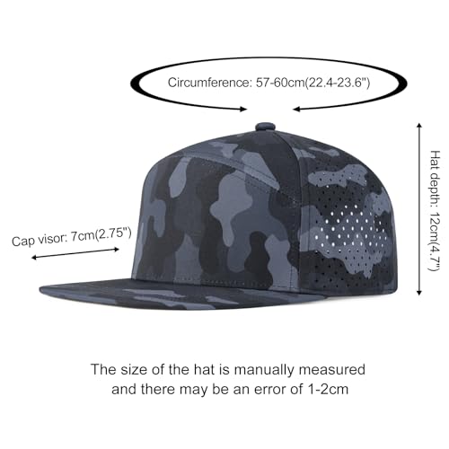 Men Flat Brim Adjustable Performance Hat Snapback Laser Perforated Baseball Cap