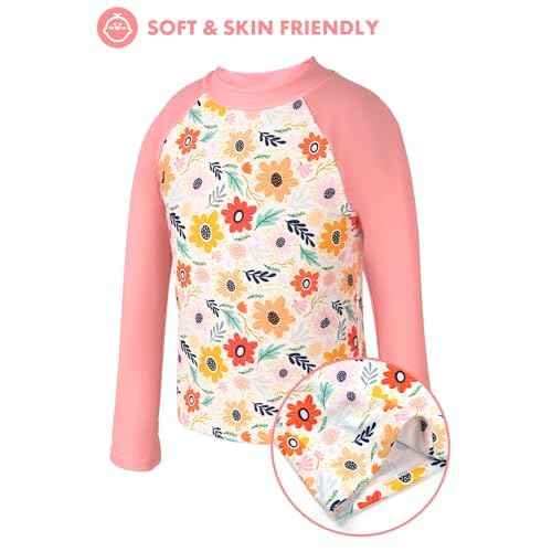 Girls Swimsuit,Toddler Girls Bathing Suit Long Sleeve Rush Guard Swimwear,UPF 50+ Quick Dry Summer Beach Swimsuit