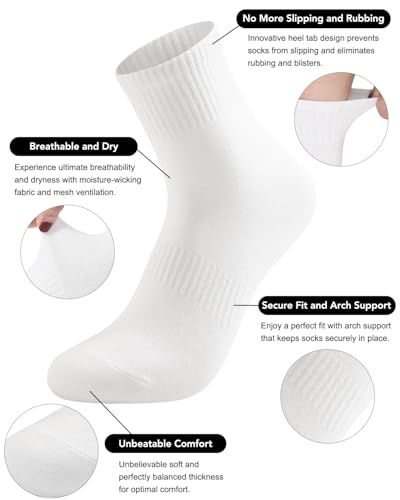 Women's Ankle Socks 6 Pairs - Thin Cotton Athletic Gym Socks - Variation of THIS listing: 9-11 / 6 Pairs(3 Black + 3 White)