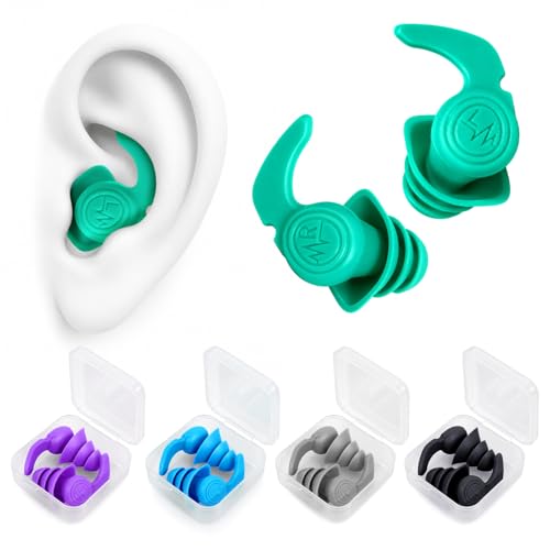 Reusable Waterproof Ear Plugs for Swimming Adults & Teens - 5 Pairs with Color Options & Cases
