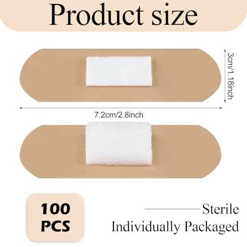 Geiserailie 100 Pcs Pressure Bandages XL for Dialysis Patients 2.83 x 1.18 Inch Pressure Adhesive Bandage Waterproof for Wound Care Absorbent Pad Thin Skin Seniors First Aid Essential