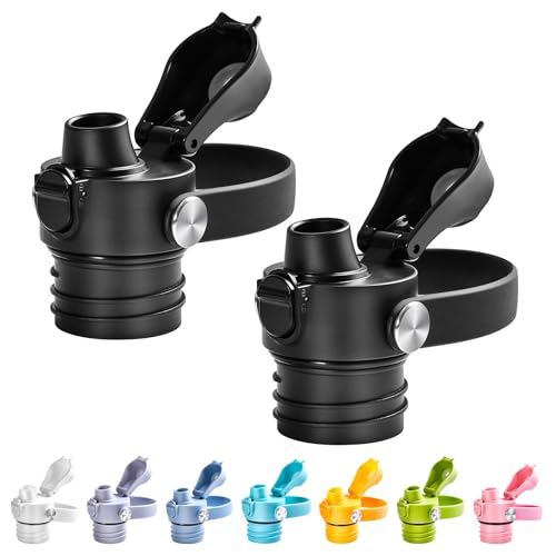 XACIOA Flip Lid for Hydroflask Standard Mouth, Replacement for Hydro Flask Lid, Spout Cap for Narrow Mouth Water Bottle for Simple Modern Iron Flask Accessories, BPA Free, Black - Black