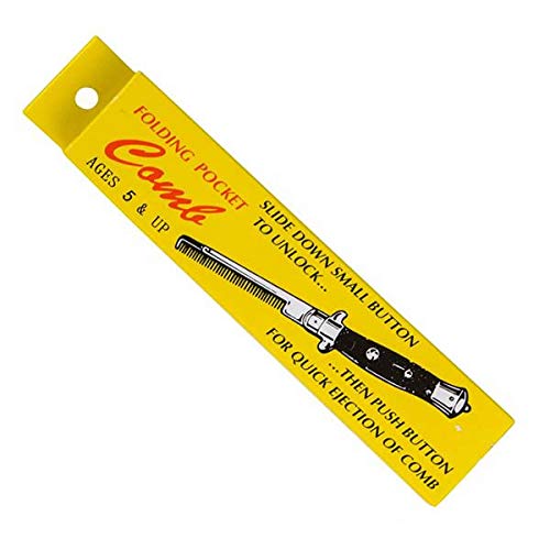 9-Inch Stainless Steel Switchblade Folding Pocket Comb - Locking Button