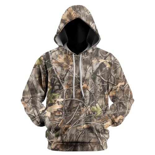 Men's Multicolor Camo Hoodie Sweatshirt Long Sleeve Hunting and Fishing Clothes XL