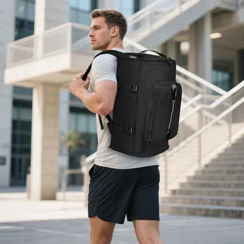 Gym Bag for Men Women with Shoes Compartment - Duffle Bag, Travel Backpack, Sports Backpack, Weekender Overnight Bag with Wet Pocket - Black, MIYCOO