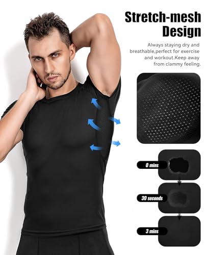 Niksa Men's Compression Shirts Medium Black Short Sleeve Athletic Workout Top Variation