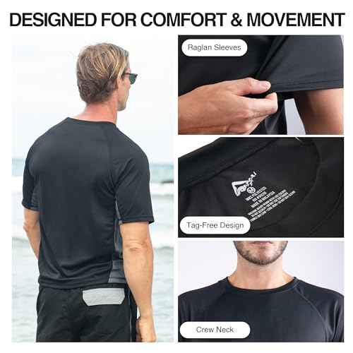 Kanu Surf Men's Swim Shirt with Short Sleeves ? UPF 50+ Rash Guard Quick-Dry Fabric