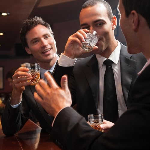 Crystal Heavy Base 2oz Square Shot Glasses Set for Liquor & Spirits - 6 Pack