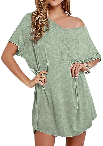 Oversized Cotton Nightgown for Women - Light Green, 3X Large Sleep Shirt