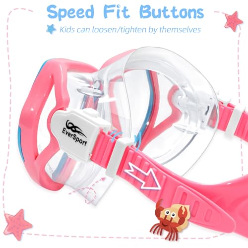 Kids Swim Goggles with Soft Nose Cover, Anti-Fog Clear Youth Diving Mask Pink Blue