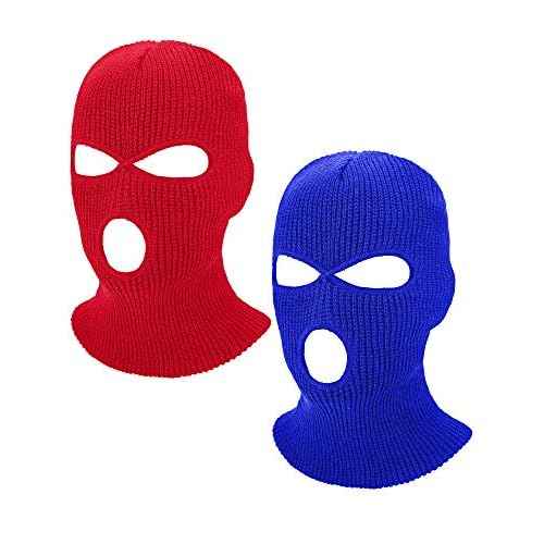 WILLBOND 2 Pieces Knitted Full Face Cover 3 Hole Mask Winter Balaclava Face Cover