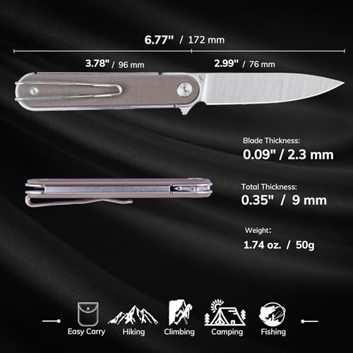 Pocket Knife Folding Knife with 2.99" Blade G10 Handle Locking Blade EDC Outdoor