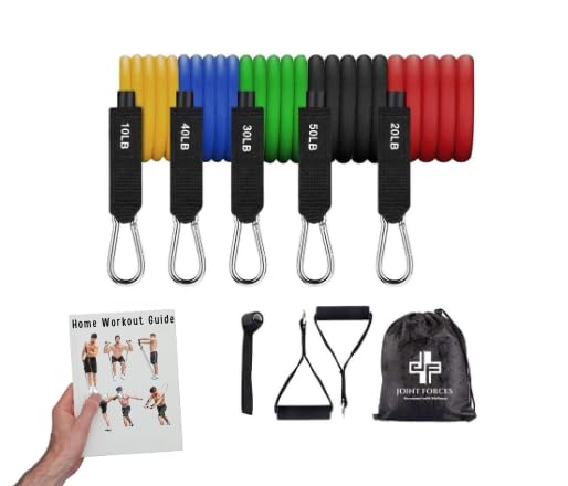 11-Piece Resistance Band Set for Home Workouts, Strength Training, Physical Therapy – Durable Exercise Tubing with Handles, Ankle Straps, Door Anchor, and Custom Workout Guide