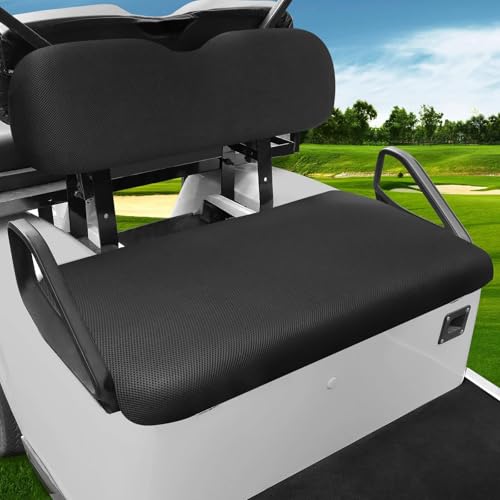 Golf Cart Seat Covers Set - Black Breathable Polyester Mesh for EZGO Yamaha Club Car