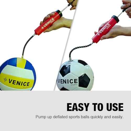 Ball Pump Kit - 8" - Perfect for Soccer Balls Volleball Basketball Football and More - Complete Hand Pump Kit with Needles, Flexible Hose and Carry Bag