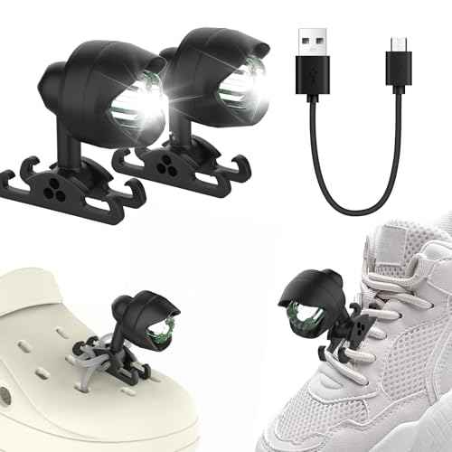Vergissm Shoe Lights, Running Lights for Runners, 2PCS Waterproof Light for Sports Shoses, Rechargeable Headlights Compatible with Croc, Hands Free Flashlights for Night Running, Dog Walking