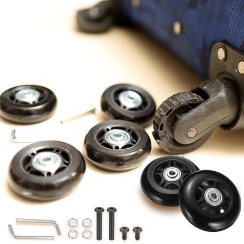 Luggage Wheel Replacement Set 75x24mm Rubber Swivel Caster for Suitcase
