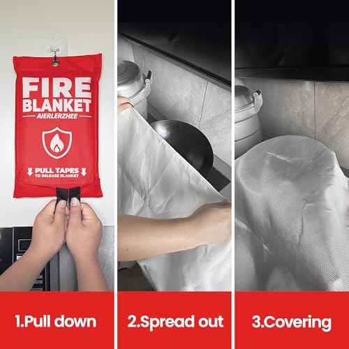 Fire Blanket - 2 Pack 40" x 40" Emergency Fire Blanket for Kitchen and Home,Fireplace,School,Warehouse,Grill