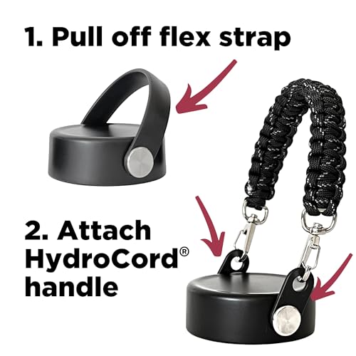 Gearproz HydroCord 3.0 H, Replacement Handle and Clips for Hydroflask Lids with Rivets, Fits Wide Mouth Bottles 12oz-64oz, Shoulder Strap, Water Bottle Handle, Durable Carrier