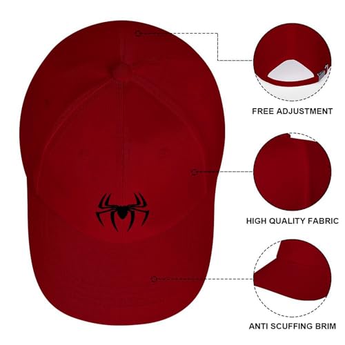 Spider Pattern Red Vintage Baseball Cap Men Women Adjustable Sports Dad Hat