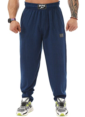 Men's Loose Fit Cotton Sweatpants with Pockets - Medium Blue