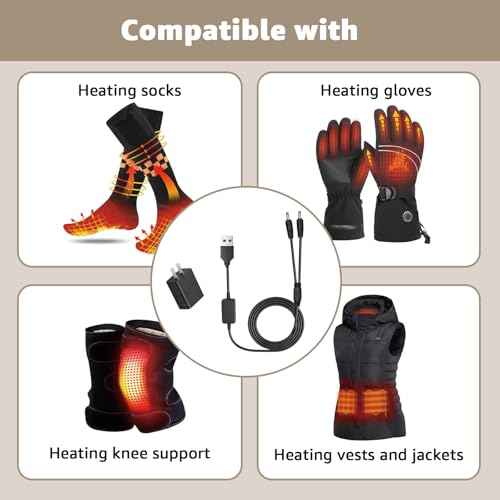 8.4V Heated Gloves Charger - Compatible with Savior Snow Deer Sun Will Heated Gloves, Heated Socks,Heated Vest Battery Power Cord
