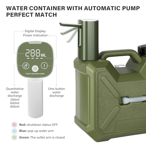 Portable Water Container with Spigot & Rechargeable Touch Pump for Camping & Outdoor Use