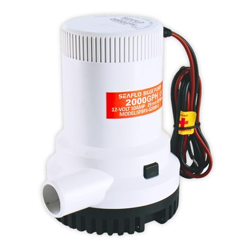 SEAFLO 01 Series 2000 GPH Bilge Pump ? 12V, 1-1/8" Outlet, Marine Submersible Pump with Anti-Airlock Protection, CE & Rohs Certified, 4-Year Warranty | Reliable for Boats and Marine Applications