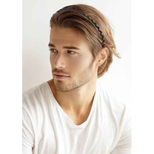 Sunolga Metal Zig Zag Headbands for Men Women, 8 Pack Black Wavy Spring Outdoor Sports Skincare Headbands Men's Hoop Clips Accessories