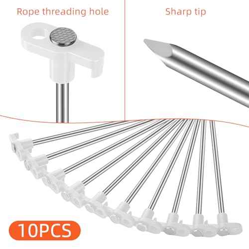 Tent Stakes Heavy Duty Camping Stakes 7 inches (About 18 cm) 10 Pieces, Rust-Proof Metal Tent Nails Ground Stakes Camping Essentials, Tent Camping Accessories (White)