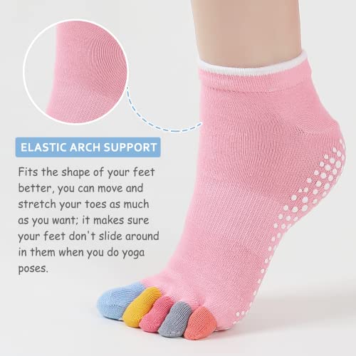 CaiDieNu Yoga Toe Socks for Women Non Slip Grip Socks 8-10 / Yoga 3 Pack