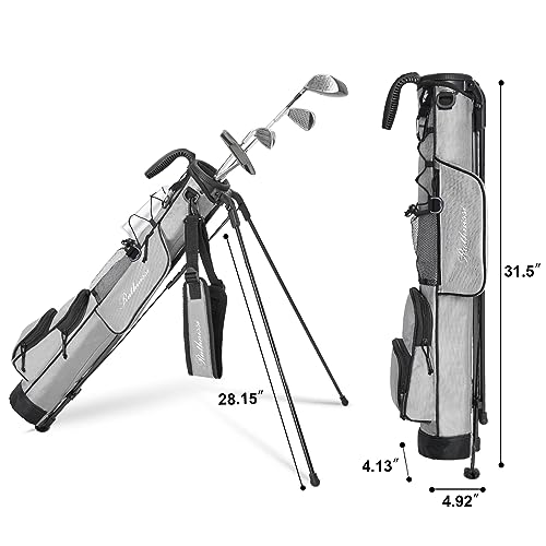 Grey Golf Stand Bag, Lightweight with Padded Strap & Multiple Pockets