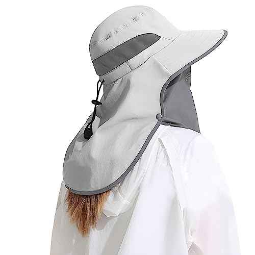 Outdoor Sun Hat Detachable Neck Face Flap UPF 50+UV Protection Visor Fishing Hats with Neck Flap for Men & Women